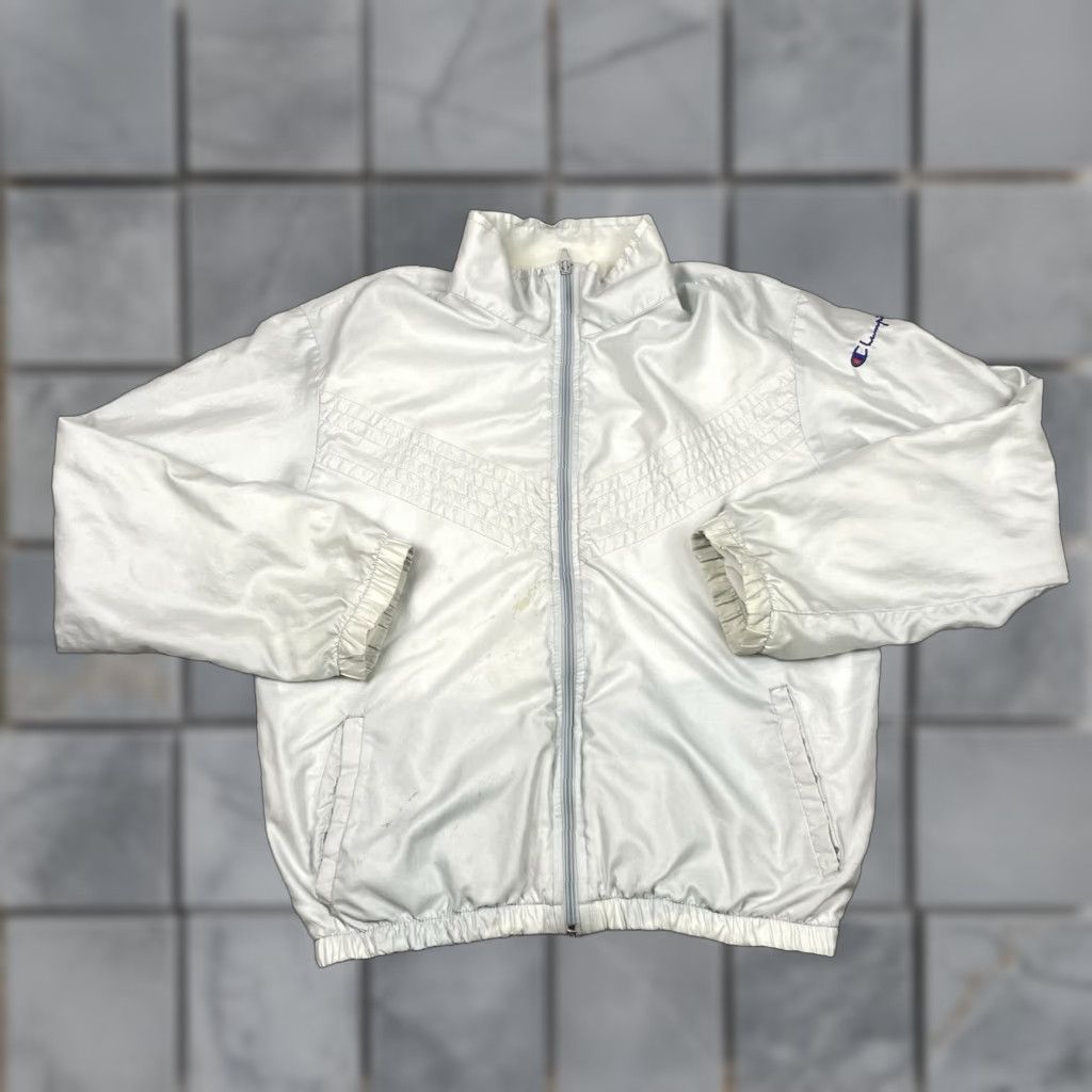 Champion VINTAGE Champion Jacket Mens M Silver Embroidered Windbreaker 80s Rare Size US M / EU 48-50 / 2 - 1 Thumbnail