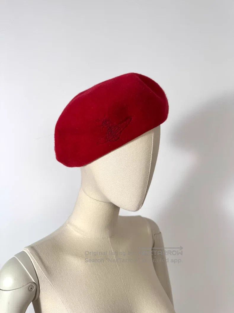 Vivienne Westwood Vivienne Westwood Red Saturn Logo Beret Size ONE SIZE - 8 Thumbnail