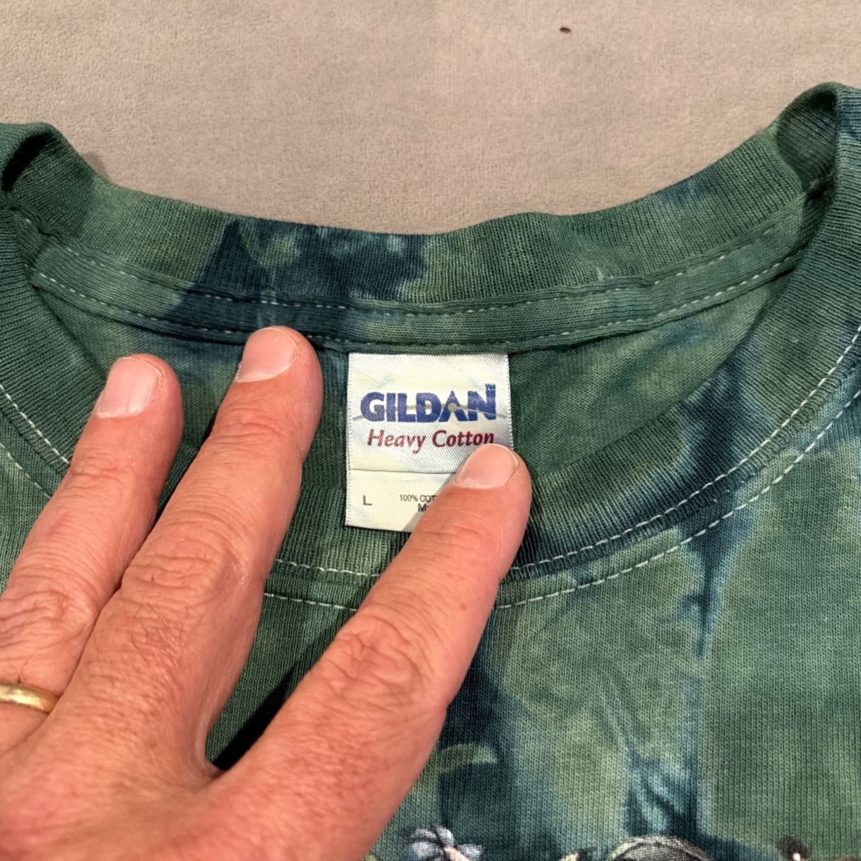Gildan RARE Du Bois Fantasy Fairy Double Sided Tie Dye T Shirt Large Green Gildan T-Shirt Men L Size US L / EU 52-54 / 3 - 4 Thumbnail