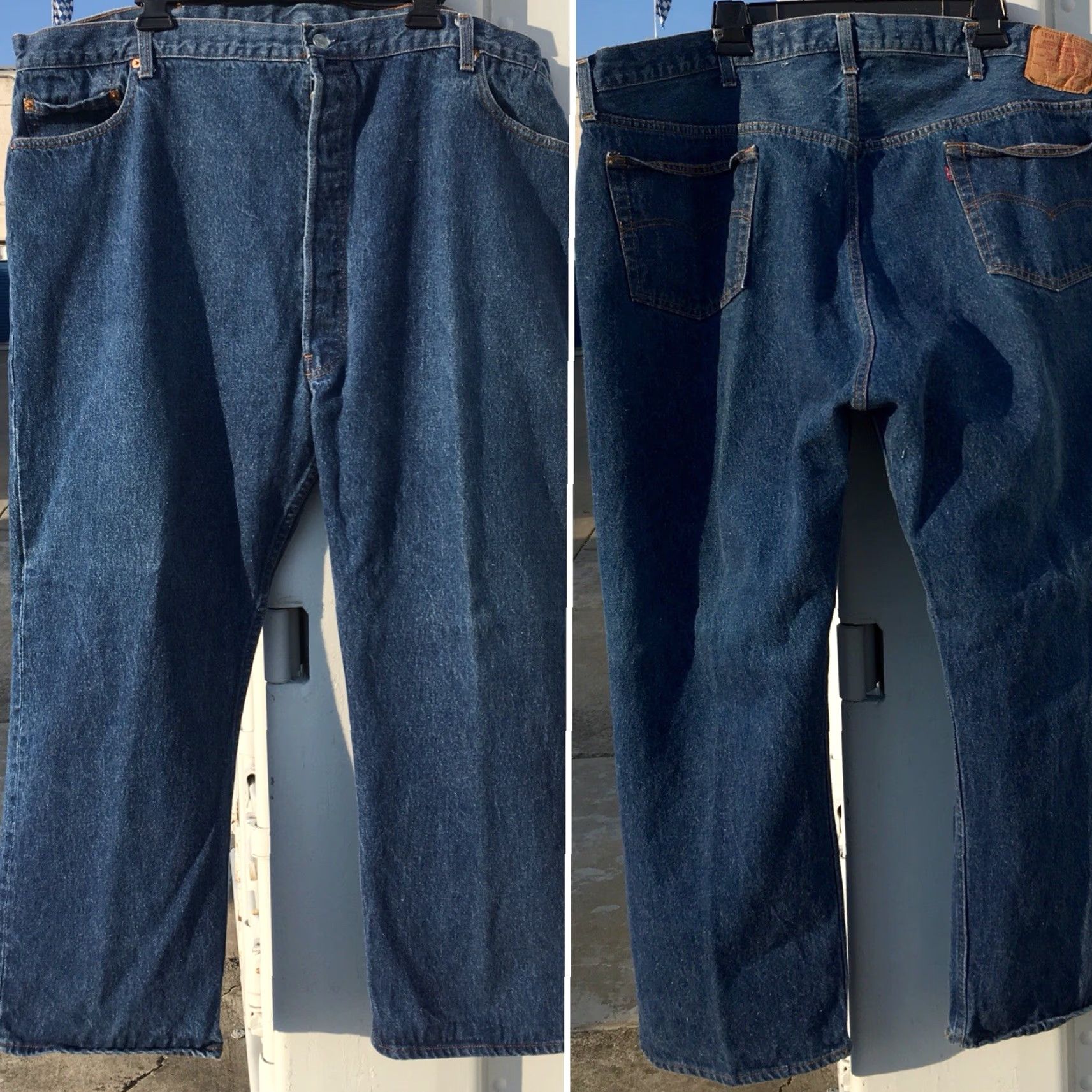 47 VINTAGE Levi’s 501 Jeans Made In USA 52 X 30 47 X 27.25 Button Fly Denim Blue Big & Tall Mens Jeans Size US 30 / EU 46 - 3 Thumbnail