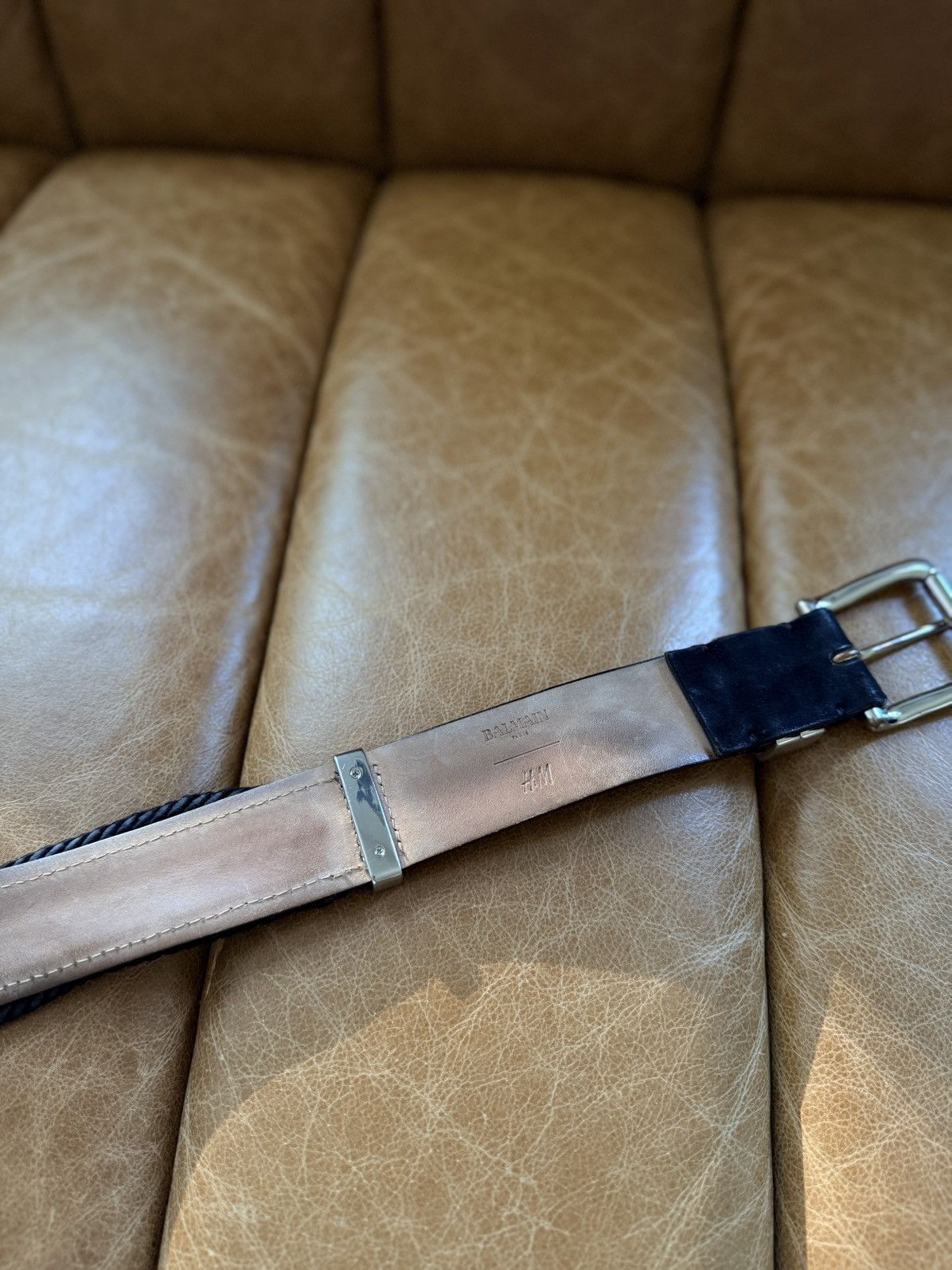 Balmain × H&M FW15 Black Silver Tip Belt Size 32 - 5 Thumbnail
