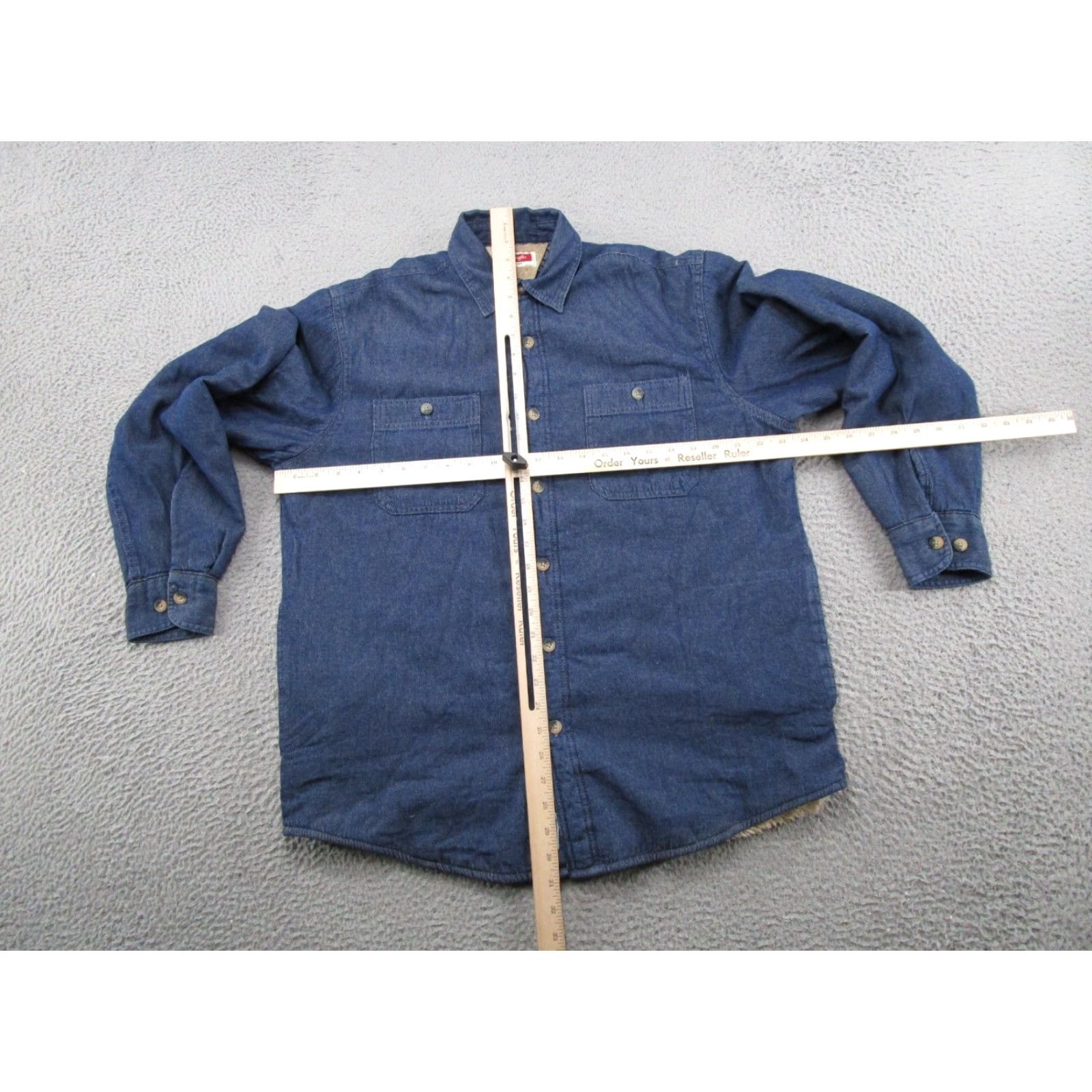 Wrangler VINTAGE Wrangler Shirt Denim Button-Up Long Sleeve M Blue Cotton Western Lined Button Mens Size US M / EU 48-50 / 2 - 3 Thumbnail