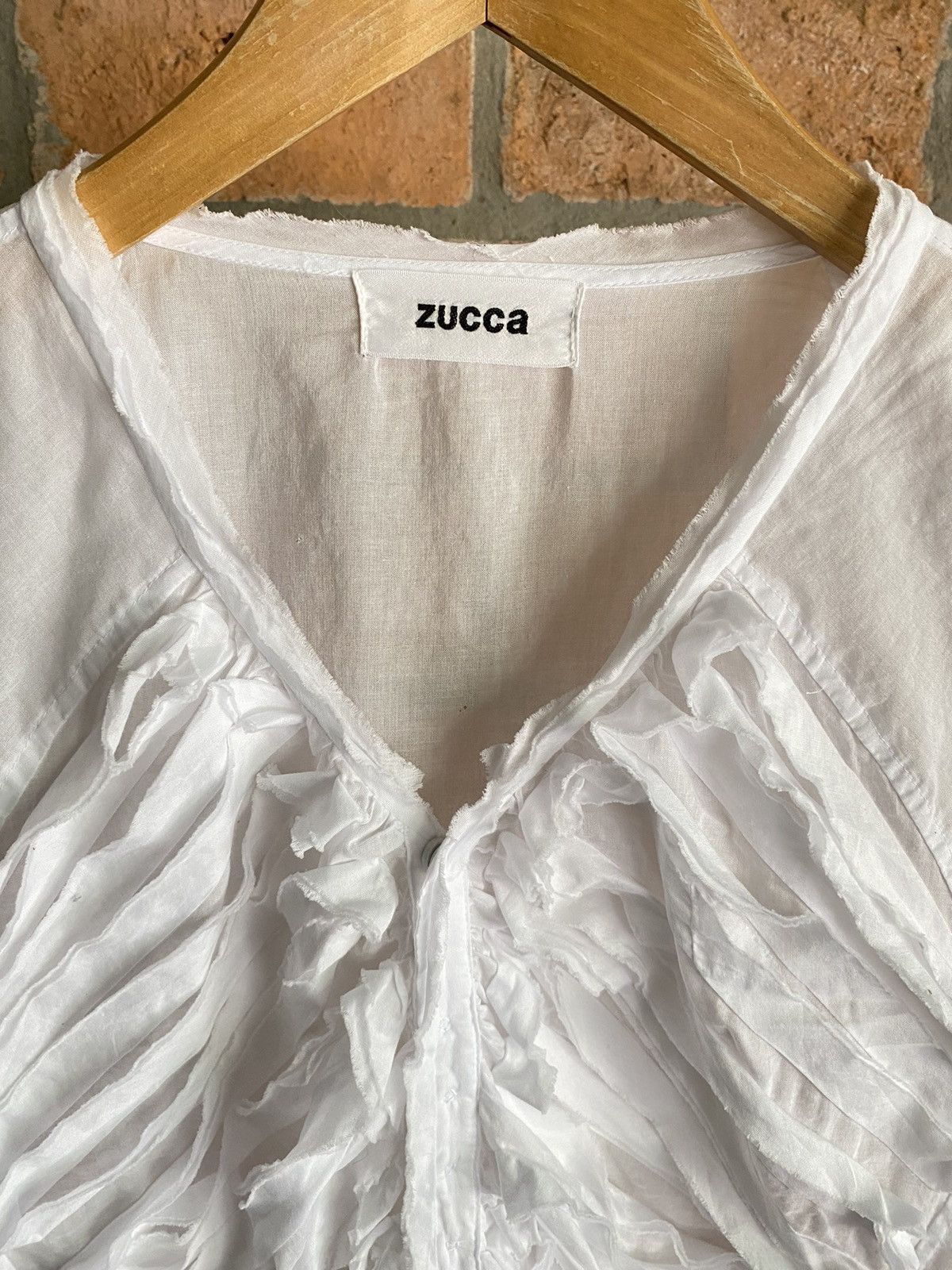 Zucca ZUCCA White pleated V-neck shirt Size M / US 6-8 / IT 42-44 - 19 Thumbnail