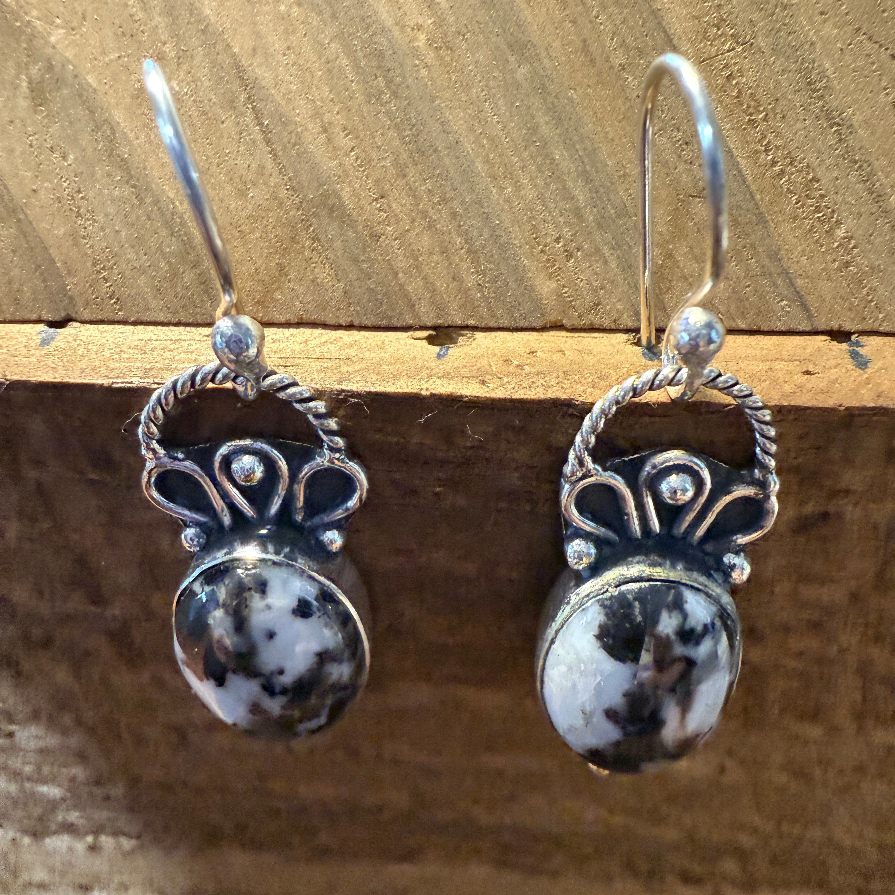Other White Buffalo Dahlia Turquoise Sterling Silver Earrings Size ONE SIZE - 3 Thumbnail