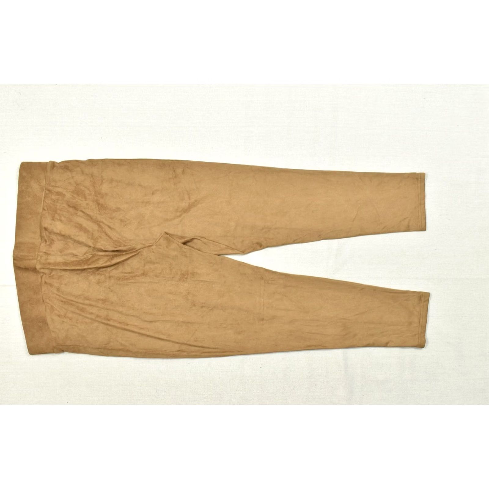 Vintage VINTAGE? Seven7 Women XXL Faux Suede Pull On Leggings Camel Brown Black? Size 40" / US 18 - 2 Thumbnail