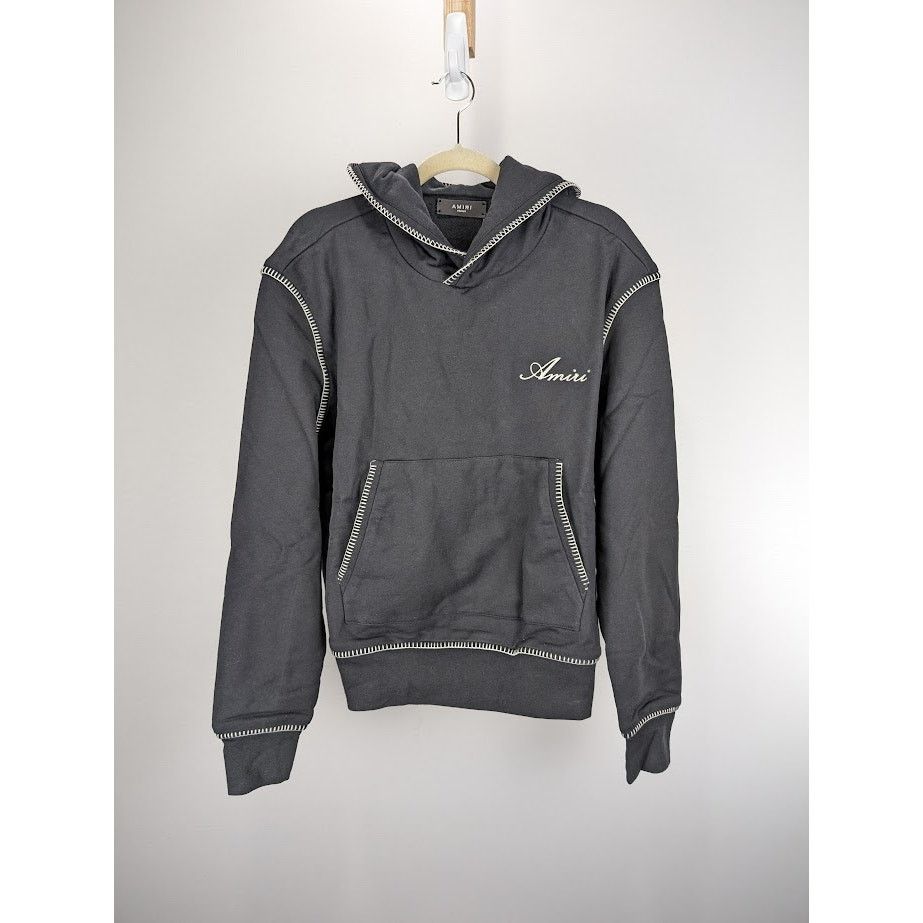 Amiri o1rshd1 Stitch Amiri Logo Hoodie in Black Size US M / EU 48-50 / 2 - 1 Thumbnail