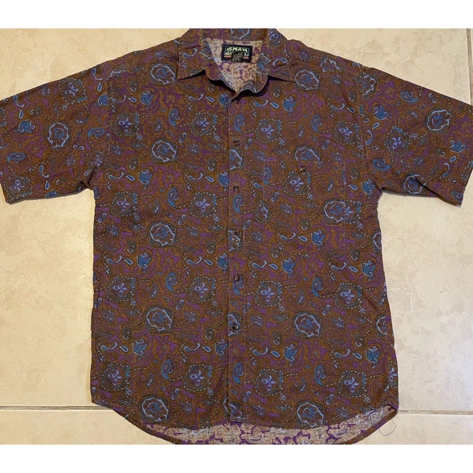 Vintage VINTAGE 90s Paisley Abstract Art Button Up Shirt S Grunge Vaporwave Surf Skate AOP Mens Purple Short Sleeve Size US S / EU 44-46 / 1 - 2 Thumbnail