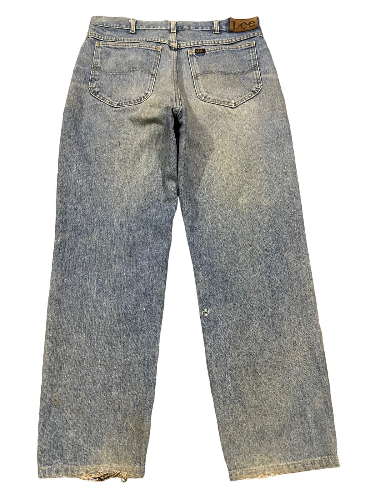 Lee Vintage 90s Lee Usa Blue Wash Distressed Baggy Jeans Size US 33 - 2 Thumbnail