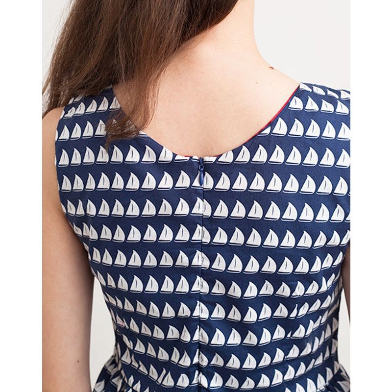 Nordstrom Kling Battelli Navy Blue A-Line Dress - Sailboat Print Size M / US 6-8 / IT 42-44 - 5 Thumbnail