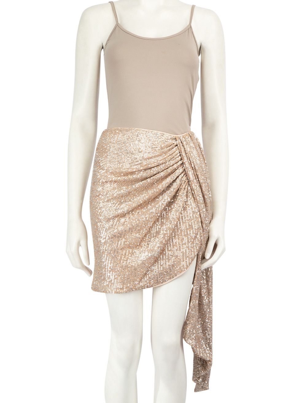 image of Jonathan Simkhai Champagne Sequin Mini Skirt in Metallic, Women's (Size 26)