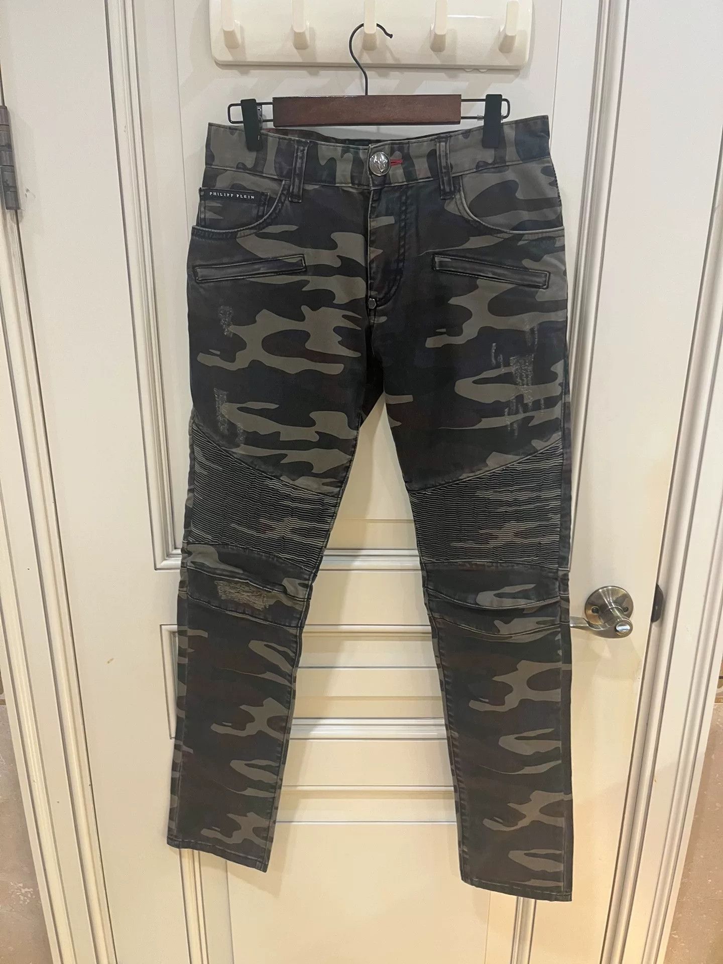 Philipp Plein Philipp Plein Olive Camo Biker Jeans Size US 30 / EU 46 - 1 Thumbnail