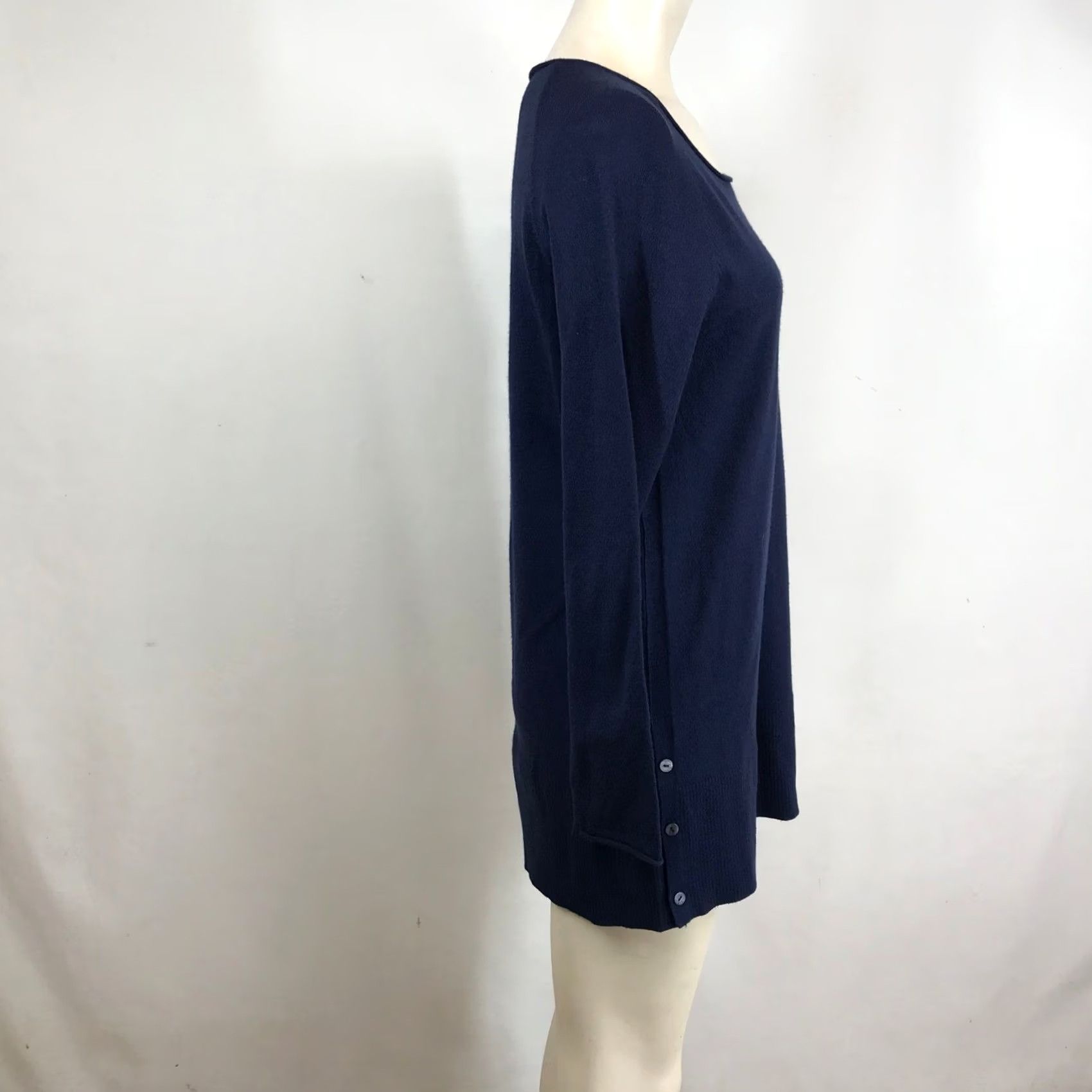 Soft Surroundings Soft Surroundings Sweater Womens XS Navy Blue Knit Tunic Scoop Neck Side Button Size XS / US 0-2 / IT 36-38 - 4 Thumbnail