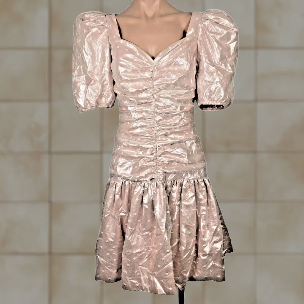 Halston VINTAGE Halston III 80s Pink Polka Dot Ruched Party Prom Dress 8 Size M / US 6-8 / IT 42-44 - 1 Thumbnail