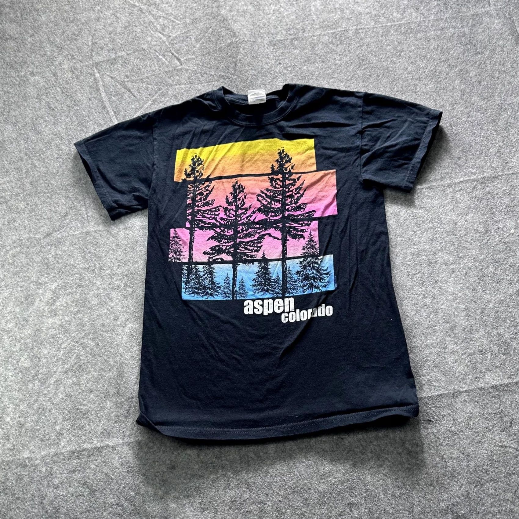 Gildan Gildan Heavy Cotton Shirt Mens Small Black Aspen Colorado Sunset Trees Graphic Tee | Travel Nature Size US S / EU 44-46 / 1 - 2 Thumbnail