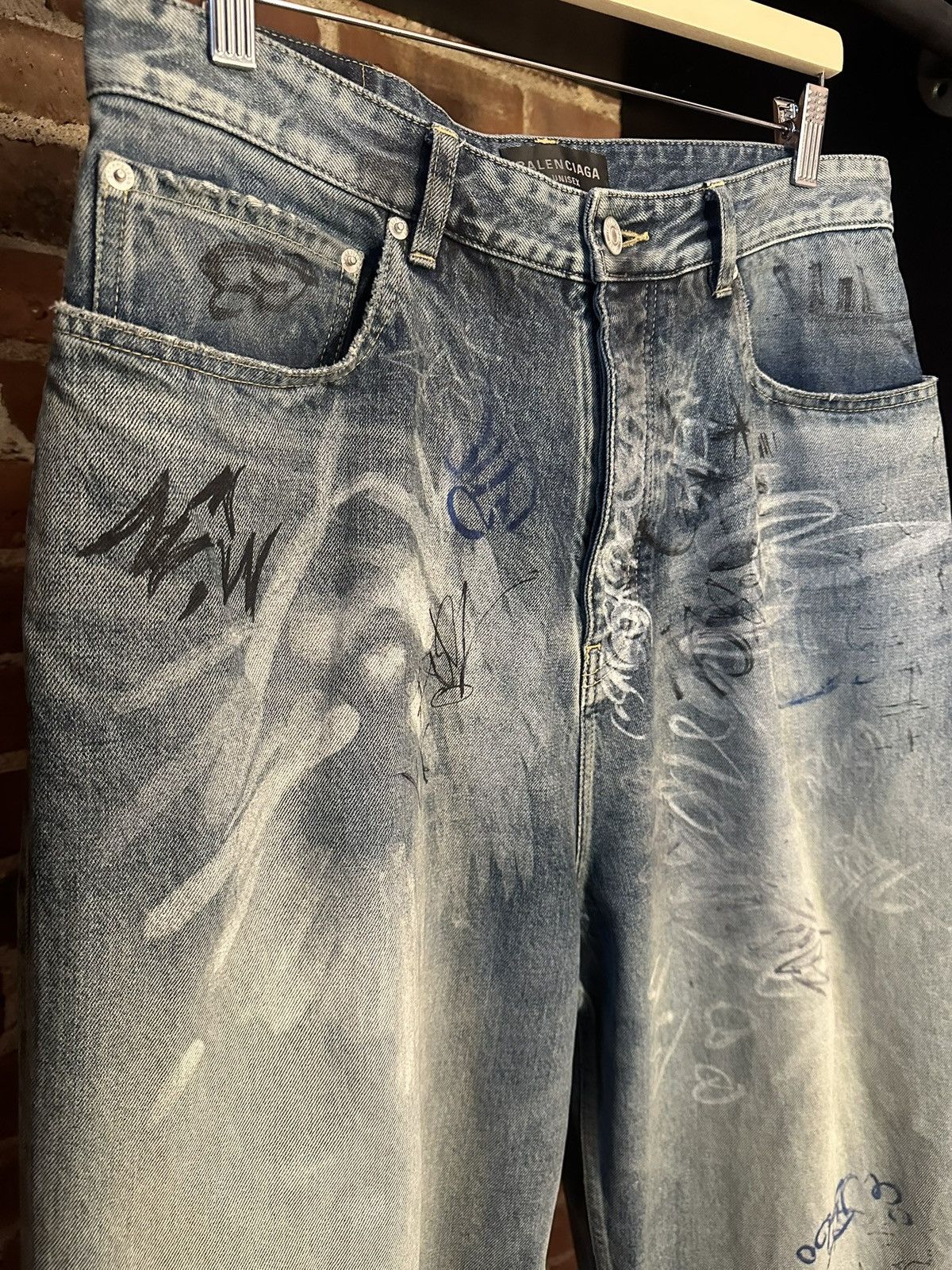 Balenciaga SS/23 Runway Mud Show Graffiti Denim (Left Hand) Size US 31 - 4 Thumbnail