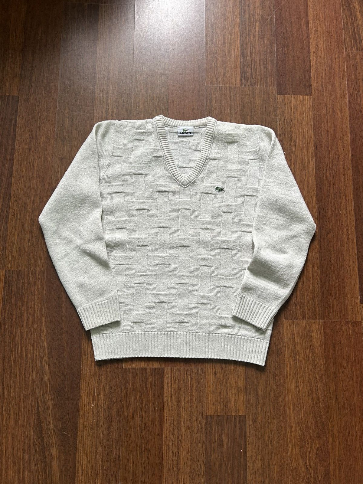 Lacoste Vintage Lacoste V-Neck Sweater Wool Solid Style Size M / 4 Size US M / EU 48-50 / 2 - 1 Thumbnail