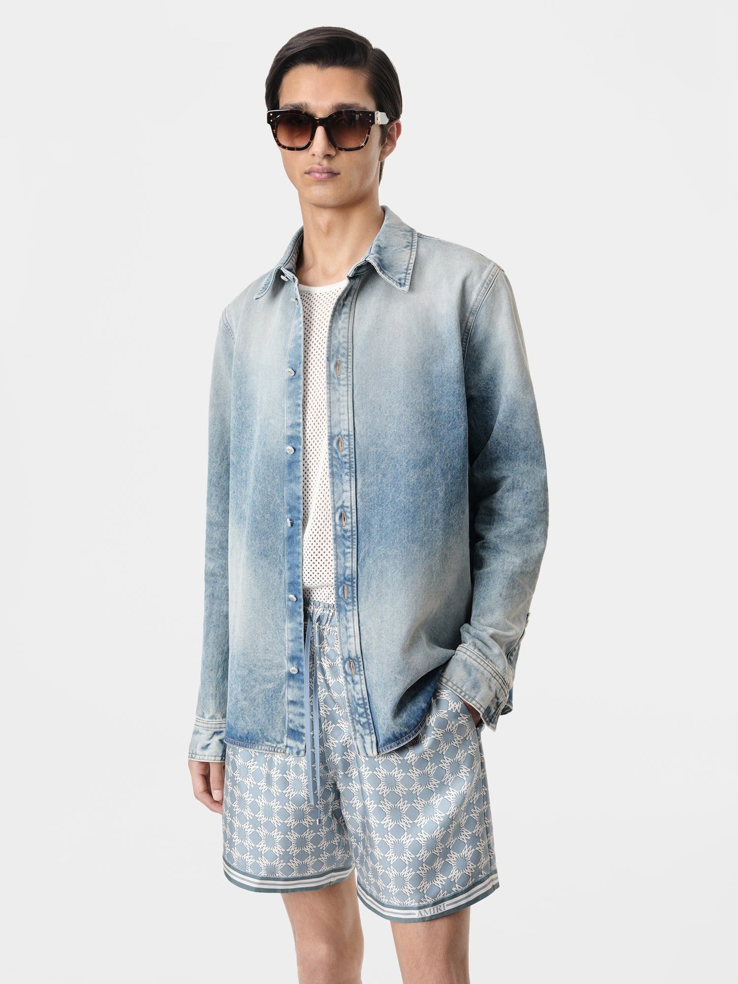 Amiri o1orln1125 MA Quad Shirt in Blue Size US L / EU 52-54 / 3 - 3 Thumbnail