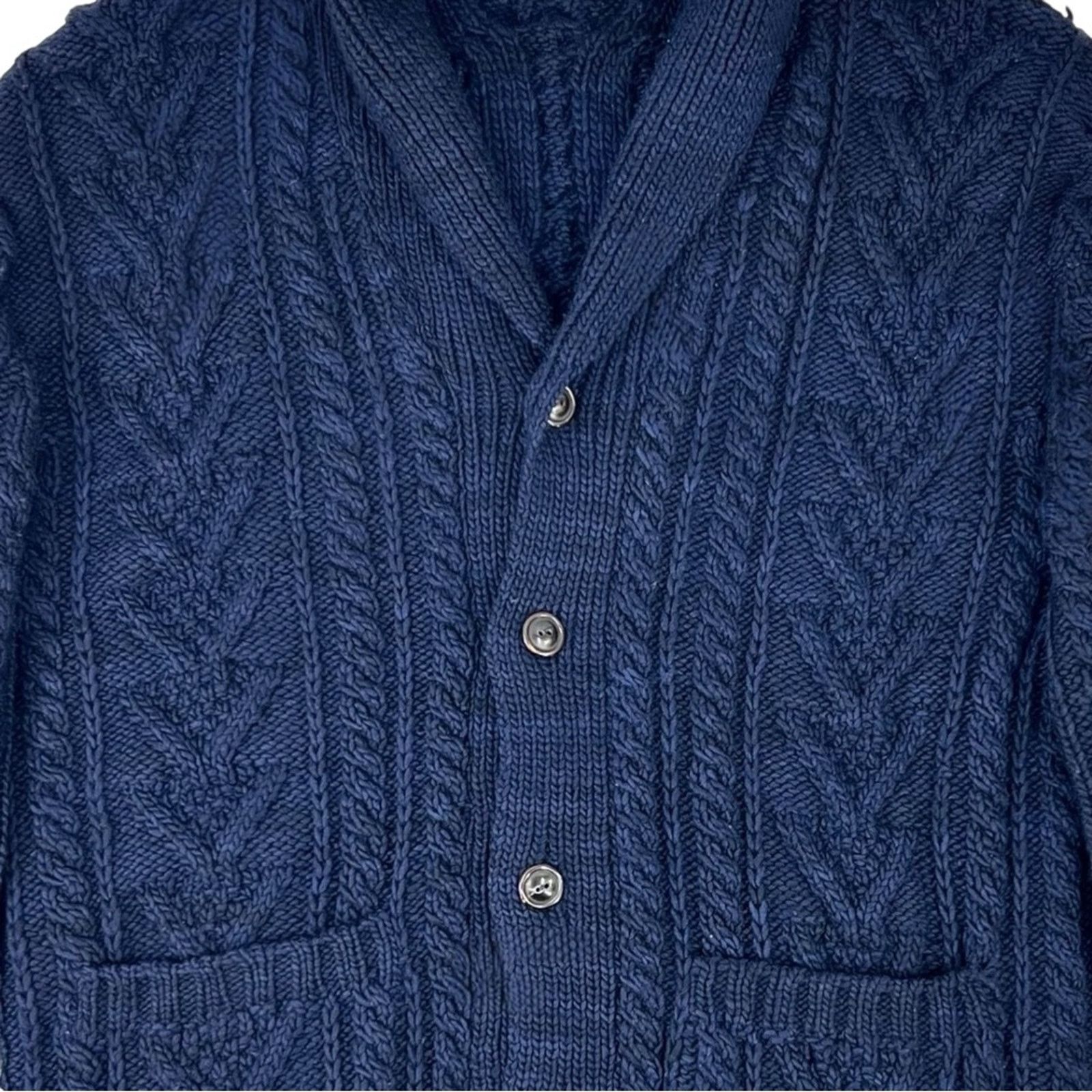 Ralph Lauren Purple Label Navy Blue Cable Knit Wool Cardigan Size US M / EU 48-50 / 2 - 3 Thumbnail