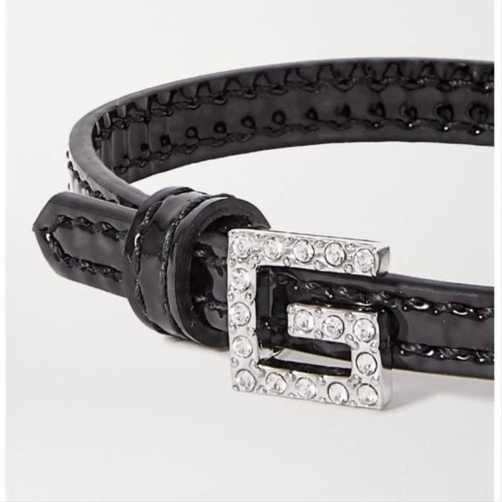 Gucci GUCCI square G logo crystal leather bracelet Size ONE SIZE - 4 Thumbnail