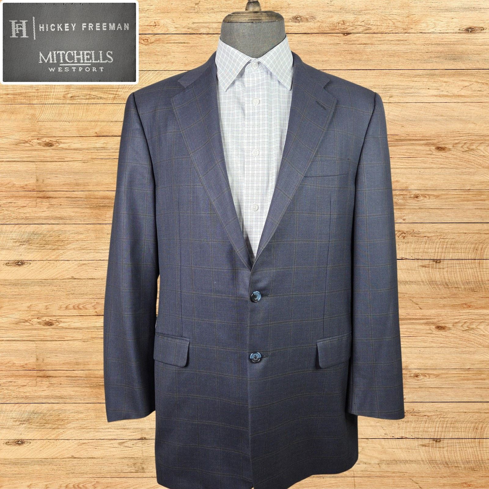 Hickey Freeman Hickey Freeman Madison Sports Jacket Mens 42L Blue Worsted Size 42L - 1 Thumbnail