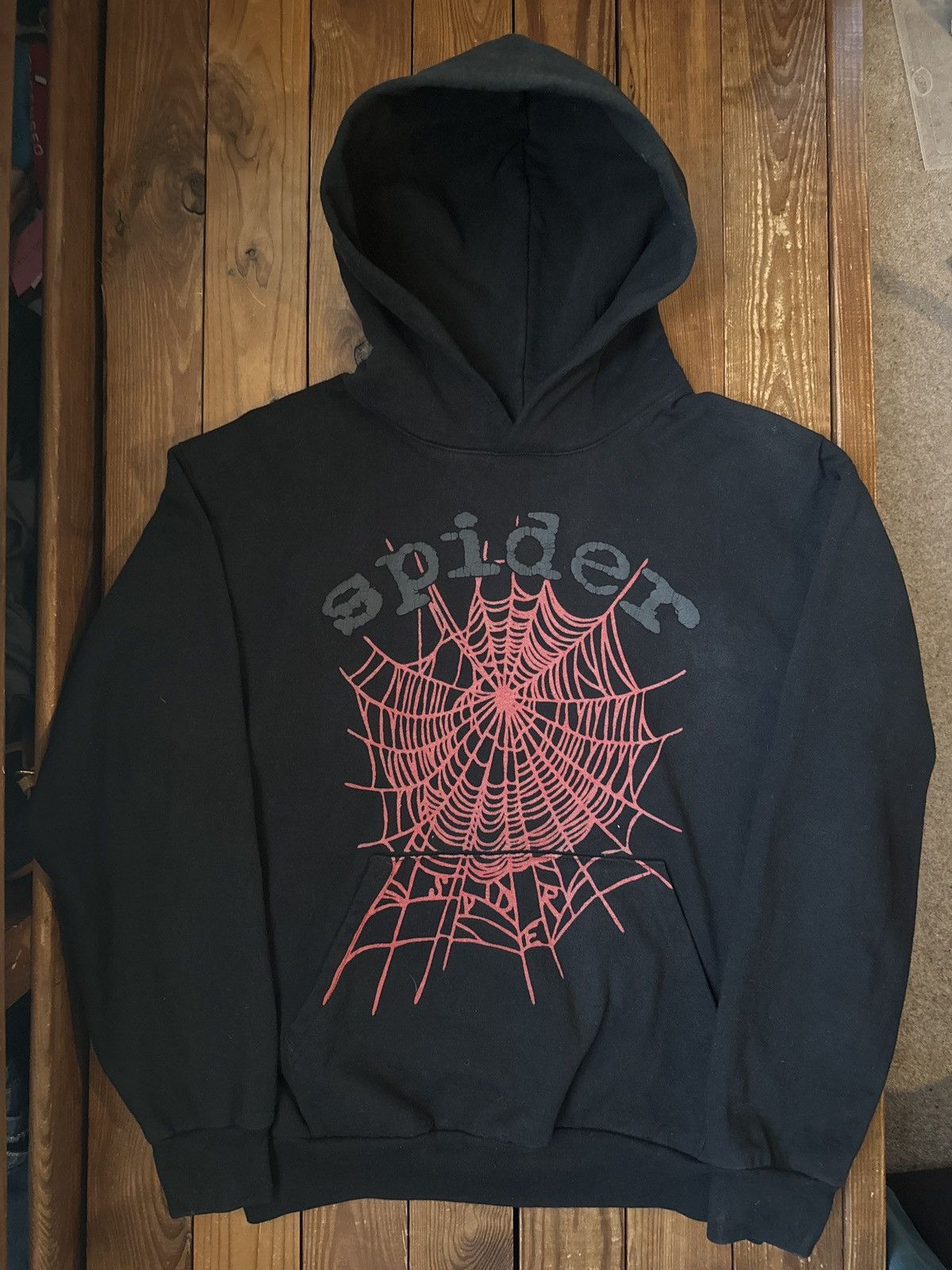Sp5der Spider OG Red on Black Web Logo Hoodie Size US L / EU 52-54 / 3 - 1 Thumbnail