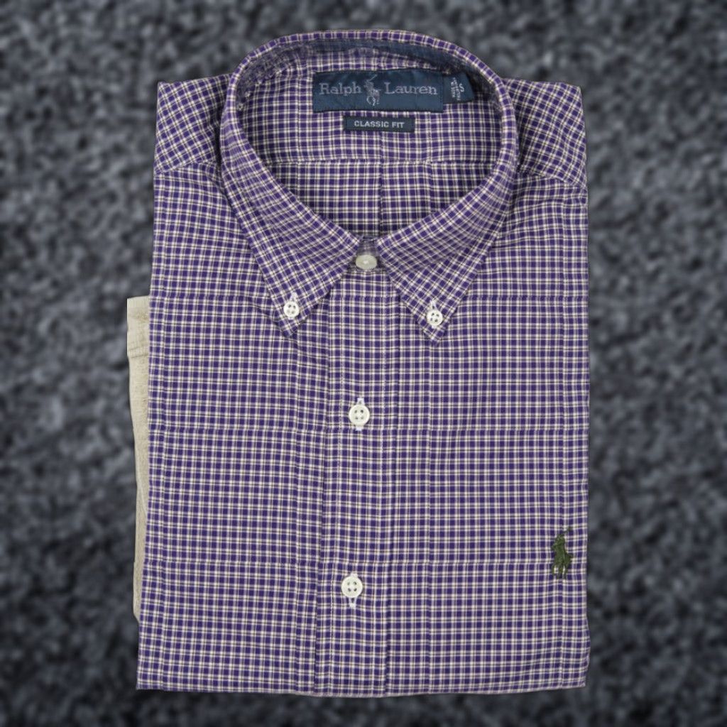 Ralph Lauren Ralph Lauren Small S Purple Cream Classic Dress Shirt Olive Green Pony NWT Size 36R - 1 Preview