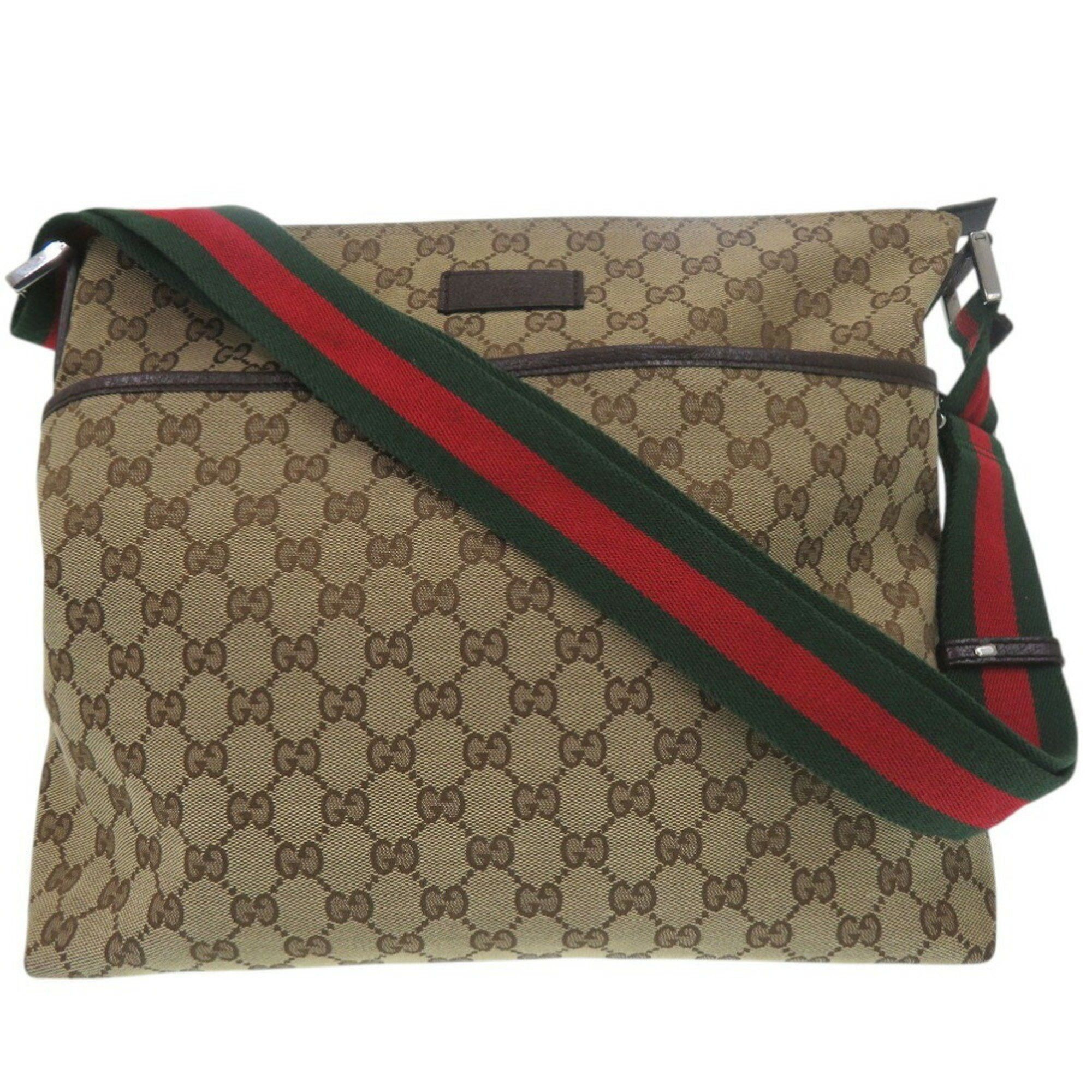Gucci Sherry Line 189751 Shoulder Bag GG Canvas Leather Beige