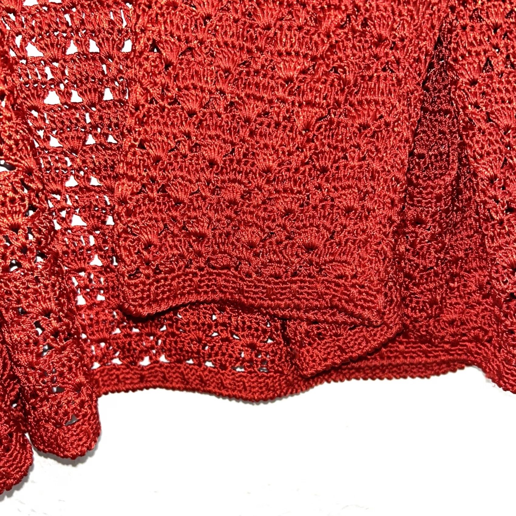 Vintage VINTAGE Andre Laug Audrey S.R.L. Roma Cardigan Crochet Knited Red 44 Women’s Size M / US 6-8 / IT 42-44 - 4 Thumbnail