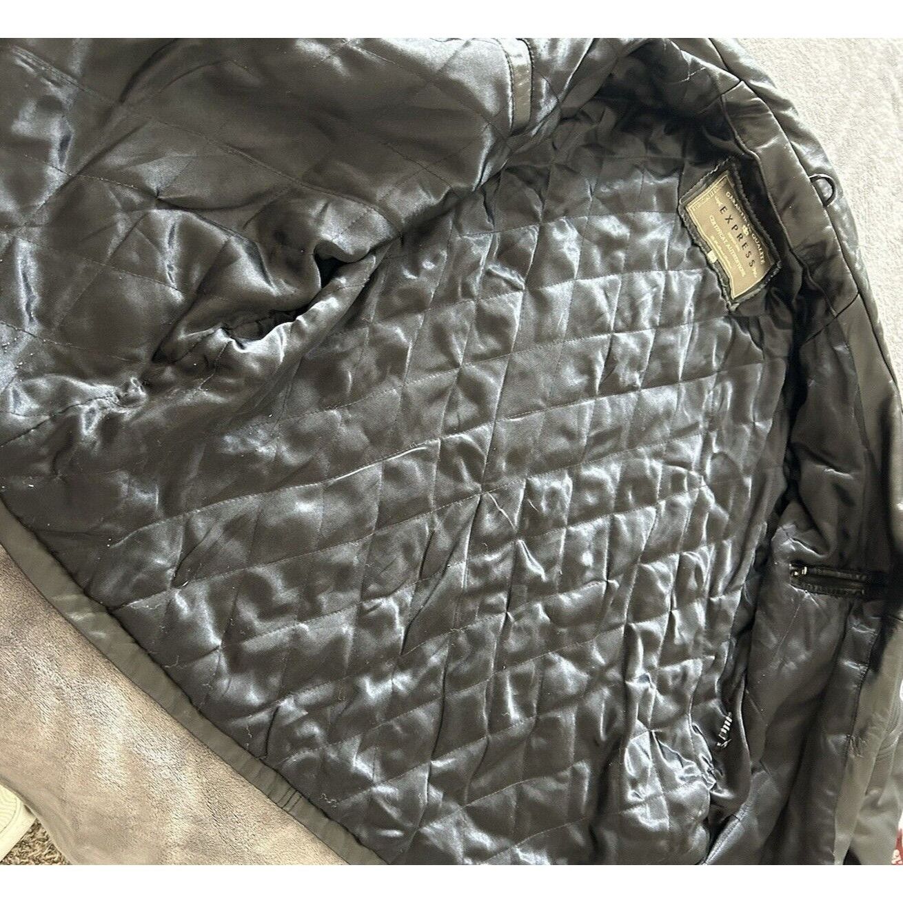 Express Express SIZE 54 Men's black genuine leather winter coat clas Size US L / EU 52-54 / 3 - 8 Thumbnail
