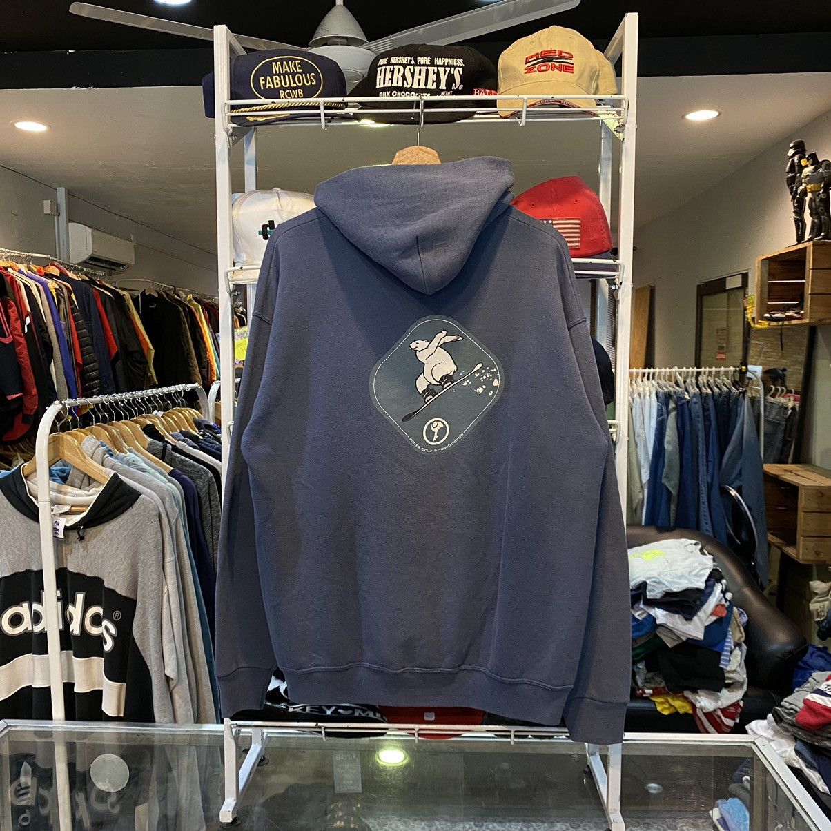 image of Santa Cruz Skateboards x Vintage 80S-90S Santa Cruz Snowboards Hoodie in Faded Blue (Size Large)