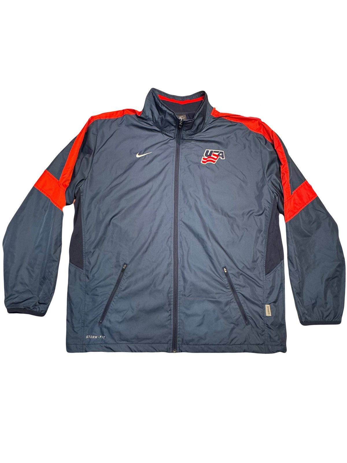 image of Vintage Nike Usa Hockey Zip Up Warmup Jacket Large in Blue, Men's