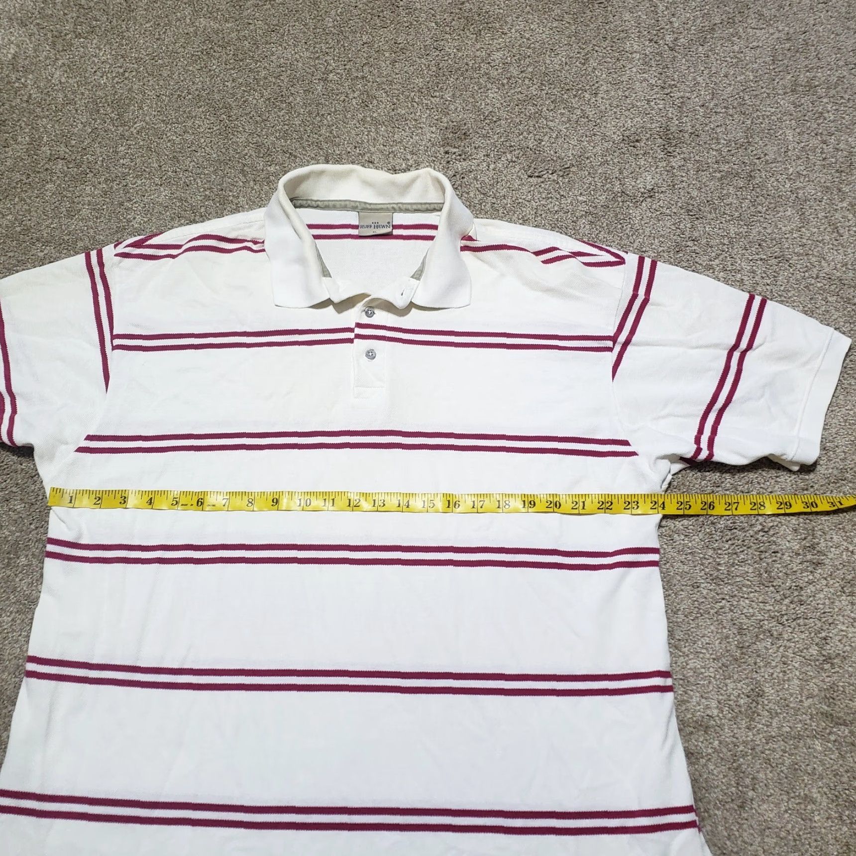 Vintage Ruff Hewn White Red Striped Polo Shirt Short Sleeve Button Collared Size US XL / EU 56 / 4 - 4 Thumbnail
