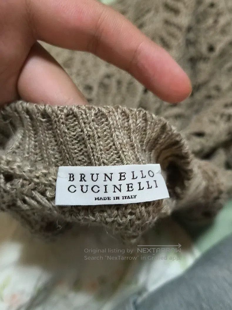 Brunello Cucinelli Brunello Cucinelli Lace Design Knit Cardigan, Beige Gray Size L / US 10 / IT 46 - 3 Thumbnail
