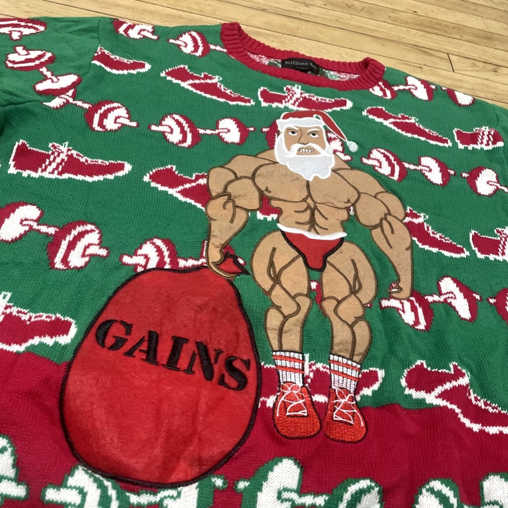 Vintage VINTAGE Blizzard Bay Ugly Christmas Sweater Men 2XL Graphic Print Santa Green Red Christmas Holiday Size US XXL / EU 58 / 5 - 7 Thumbnail