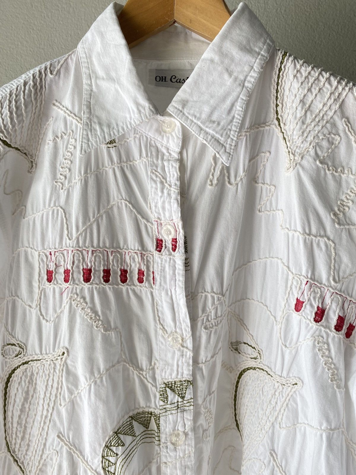 Japanese Brand OH. Castle White Embroidered Long-Sleeve Shirt Size M / US 6-8 / IT 42-44 - 3 Thumbnail