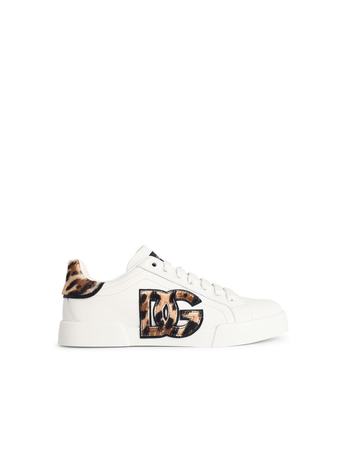 Dolce & Gabbana DOLCE & GABBANA 'Portofino' White Leather Sneakers Size US 8 / IT 38 - 1 Thumbnail