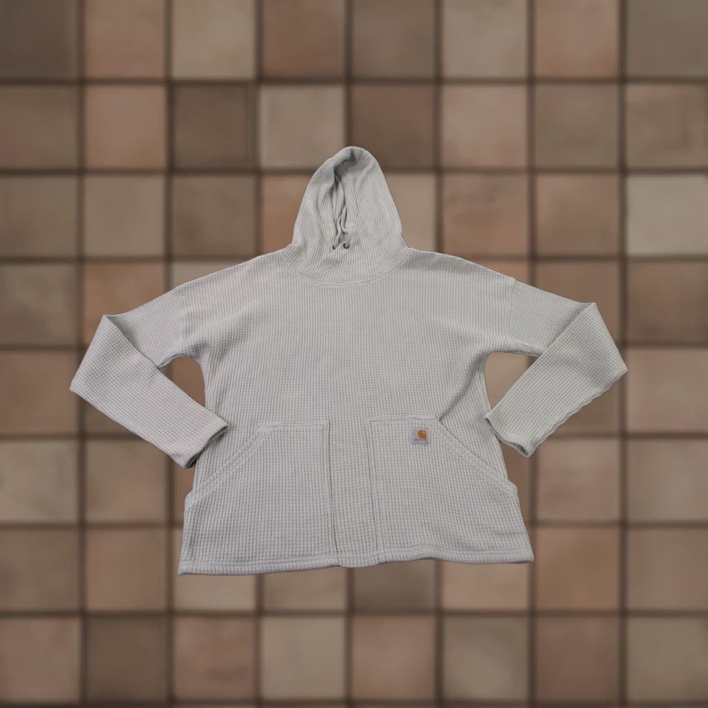 Carhartt Carhartt Hoodie Womens S Gray Knit Pullover Logo Relaxed Hooded Sweatshirt Shirt Activewear Men? Size S / US 4 / IT 40 - 1 Thumbnail