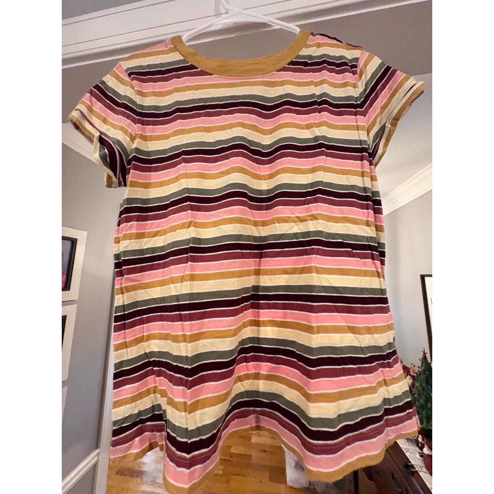 Loft LOFT Vintage Soft Striped Tunic Top Small Pink Mustard Green Size S / US 4 / IT 40 - 2 Thumbnail