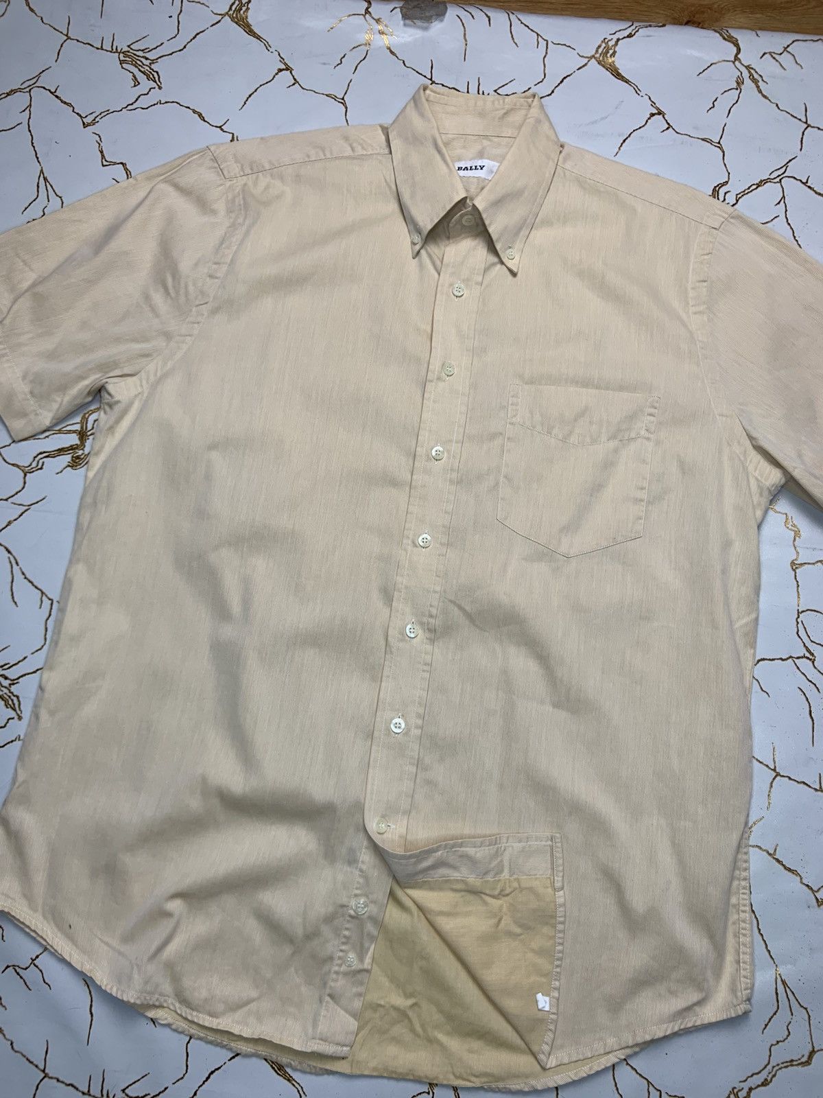 Bally BALLY Men Yellow Striped Classic Shirt Size 41 Cotton Size US XL / EU 56 / 4 - 2 Thumbnail