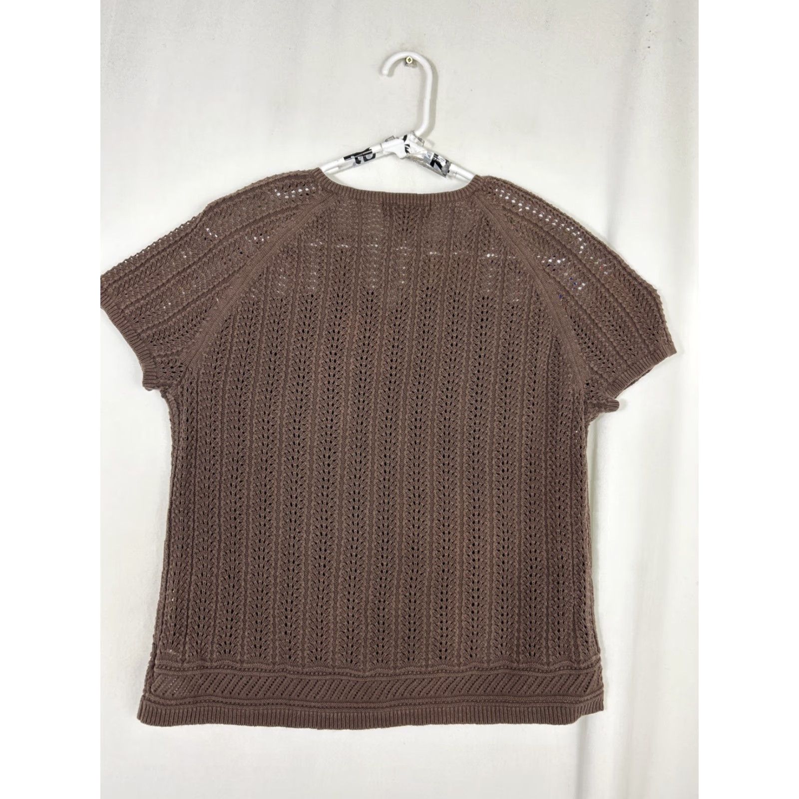 Eddie Bauer VINTAGE Eddie Bauer Women’s Knit Pullover V-Neck Short Sleeve Shirt L Brown Size L / US 10 / IT 46 - 7 Thumbnail