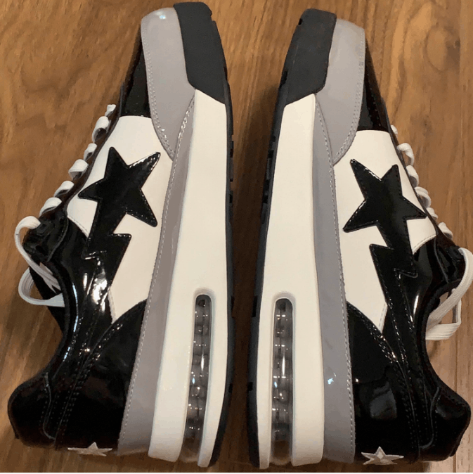 Bape A Bathing Ape Bapesta Roadsta Black White Patent Sneakers Size US 9.5 / EU 42-43 - 4 Thumbnail