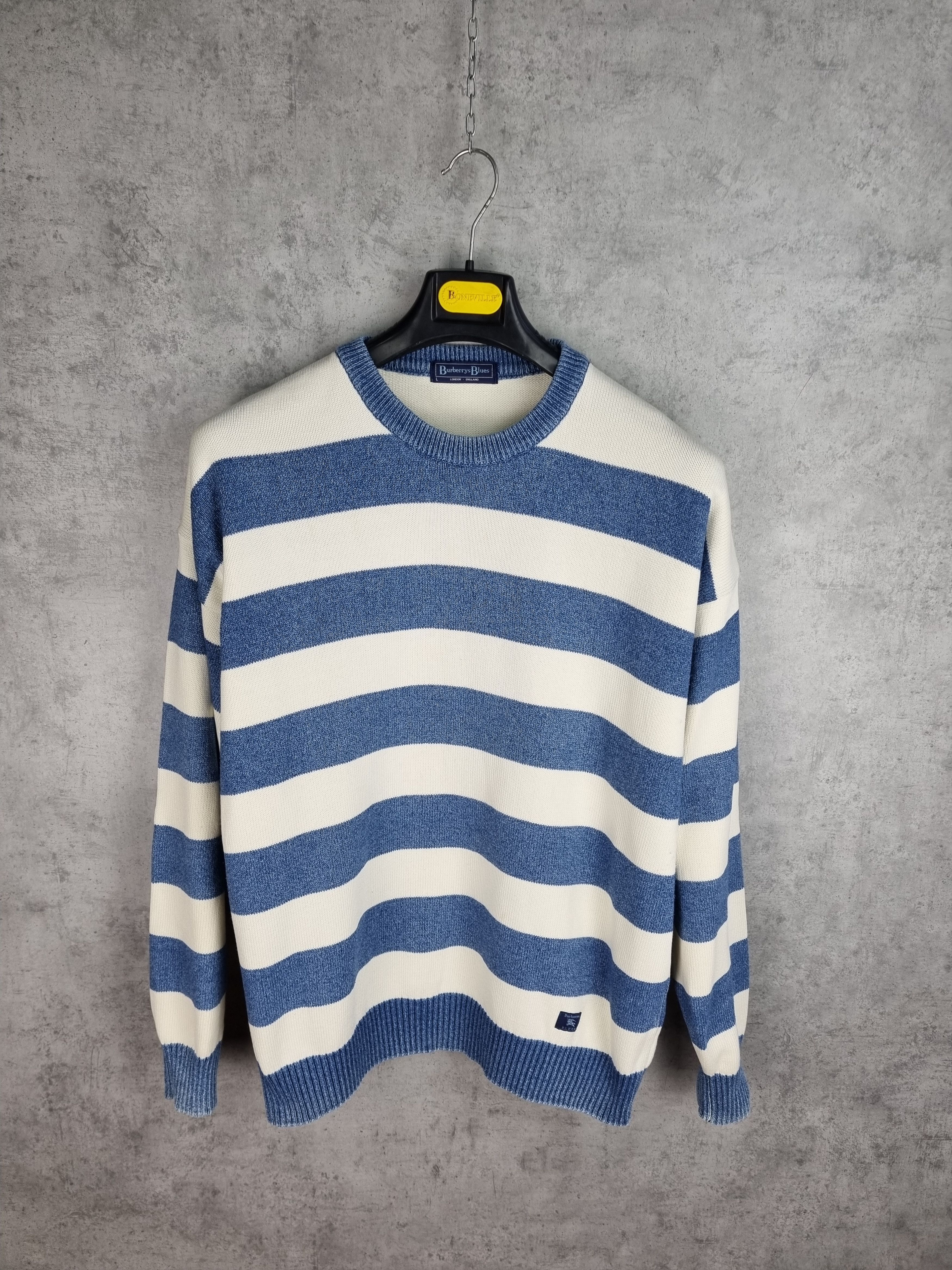 Burberry × Burberry Prorsum × Vintage Burberrys Blues Striped Sweater Size US L / EU 52-54 / 3 - 12 Thumbnail