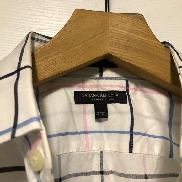 Banana Republic banana Republic men's white cotton casual shirt size: L Size US L / EU 52-54 / 3 - 3 Thumbnail