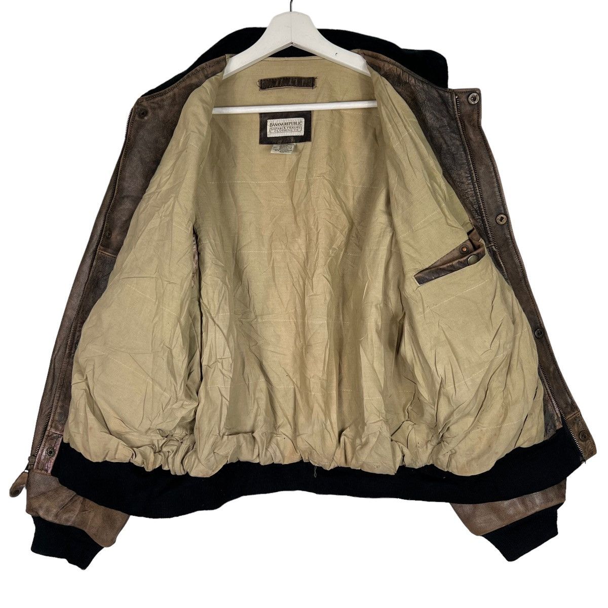 Banana Republic 🔥 1980s BANANA REPUBLIC TRAVEL SAFARI DYED LEATHER JACKET Size US L / EU 52-54 / 3 - 14 Thumbnail
