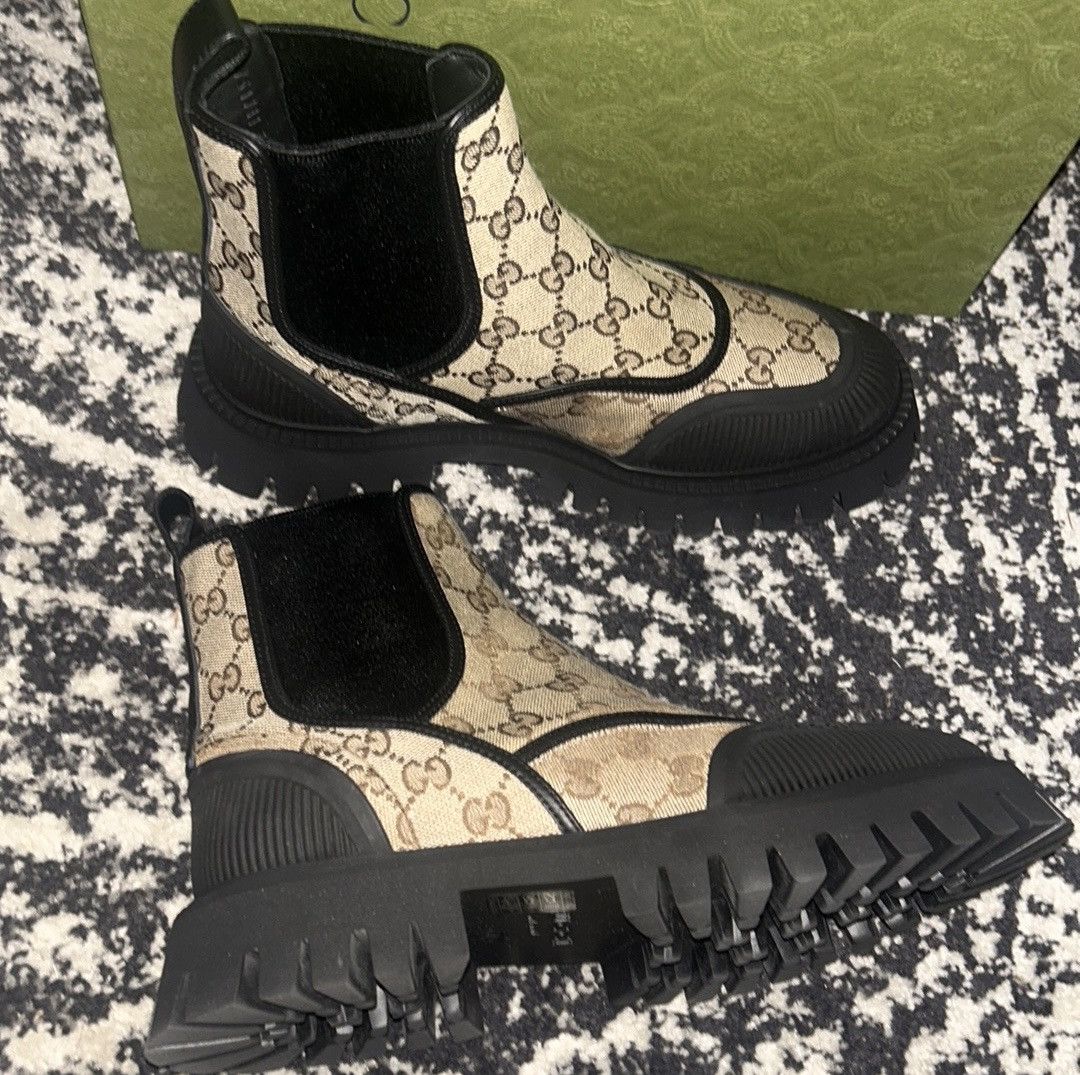 Gucci Gucci Stretch Side GG Supreme Monogram Ankle Boots Bootie Size US 9.5 / IT 39.5 - 4 Thumbnail