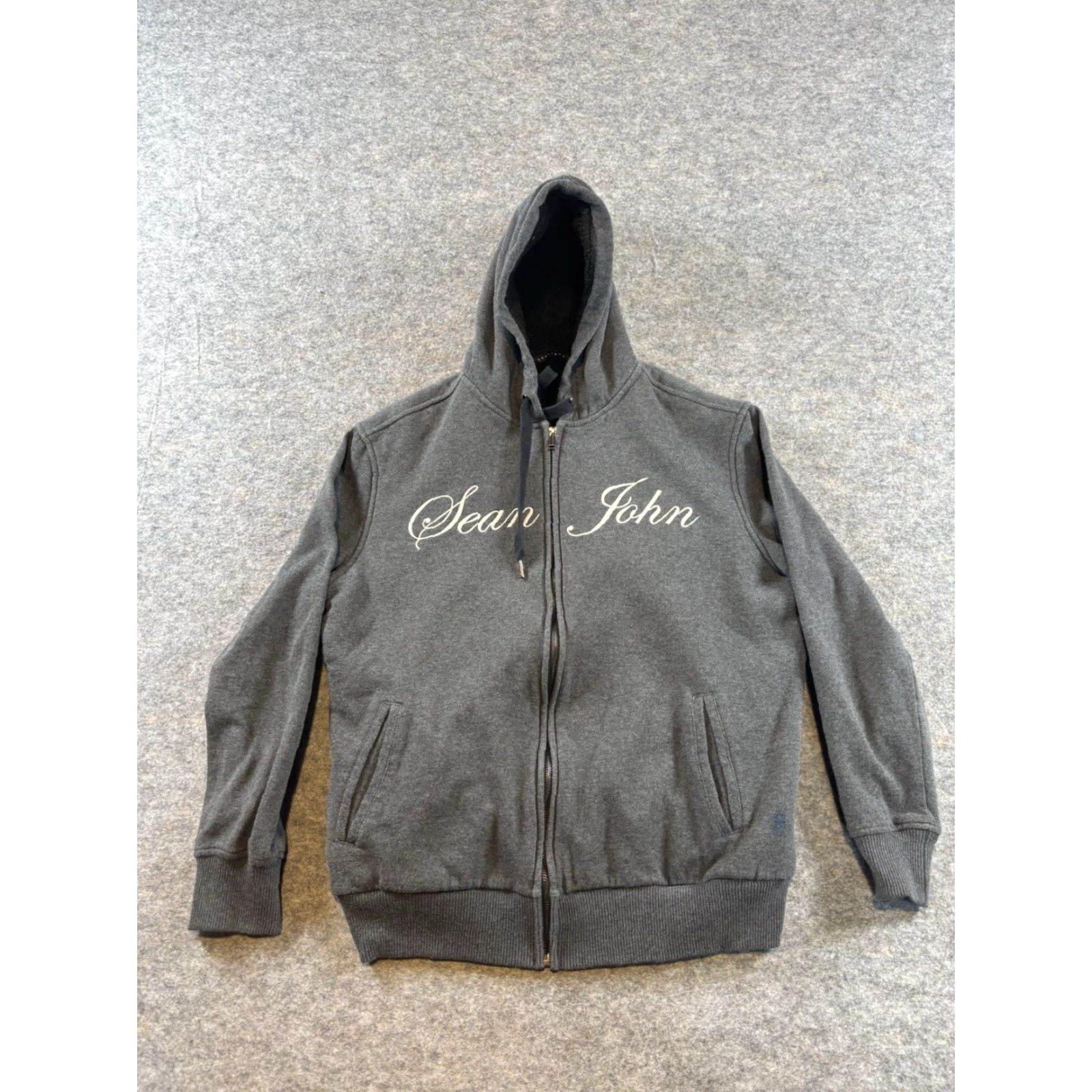 Sean John VINTAGE Sean John Hoodie Men L Gray Full Zip 2000s 90s Hip Hop Logo Pockets Front Zip Knit Sweatshirt Size US L / EU 52-54 / 3 - 2 Thumbnail