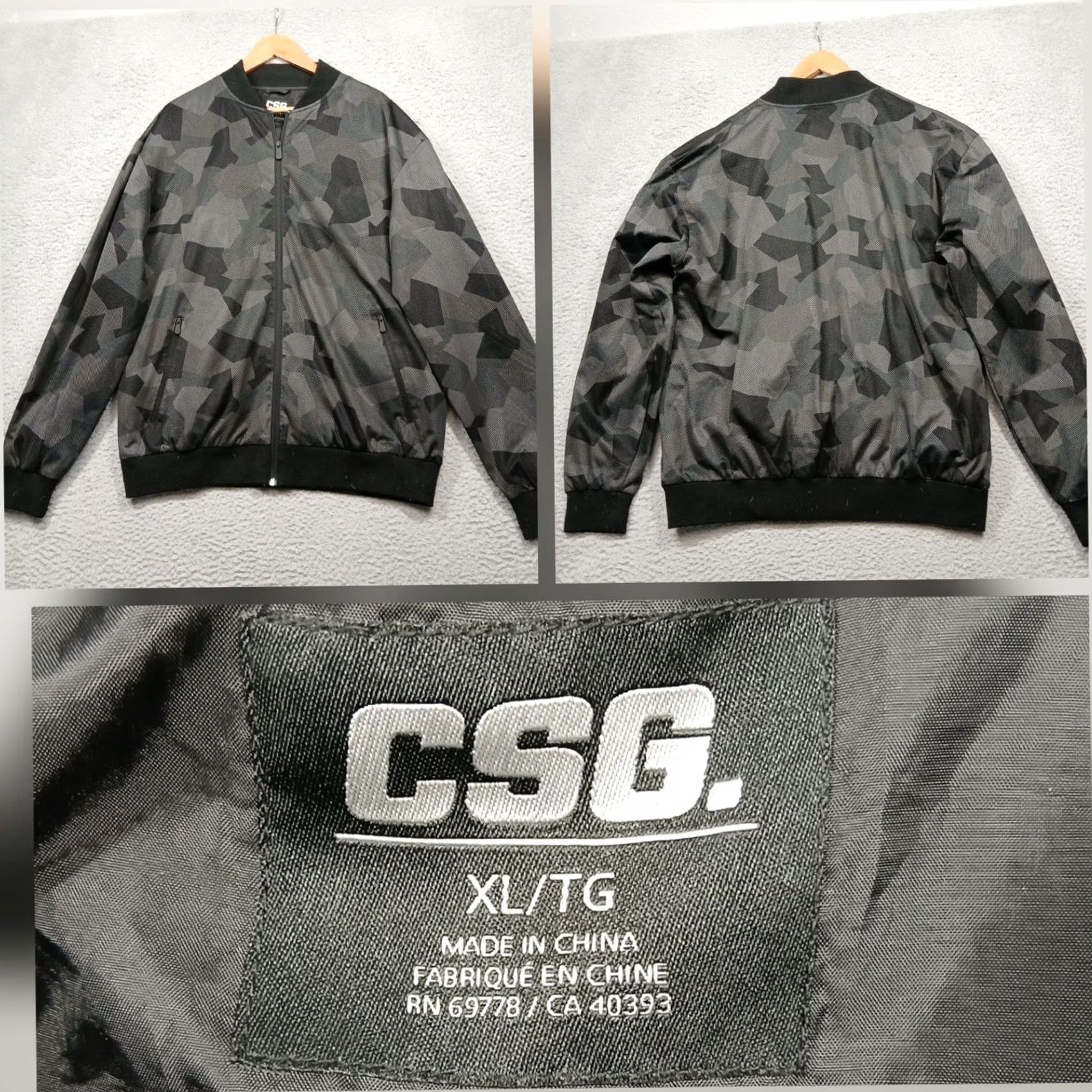 Vintage CSG Bomber Jacket Men XL Gray Black Camouflage Lightweight Zip Up Streetwear Casual Jacket Size US XL / EU 56 / 4 - 2 Thumbnail
