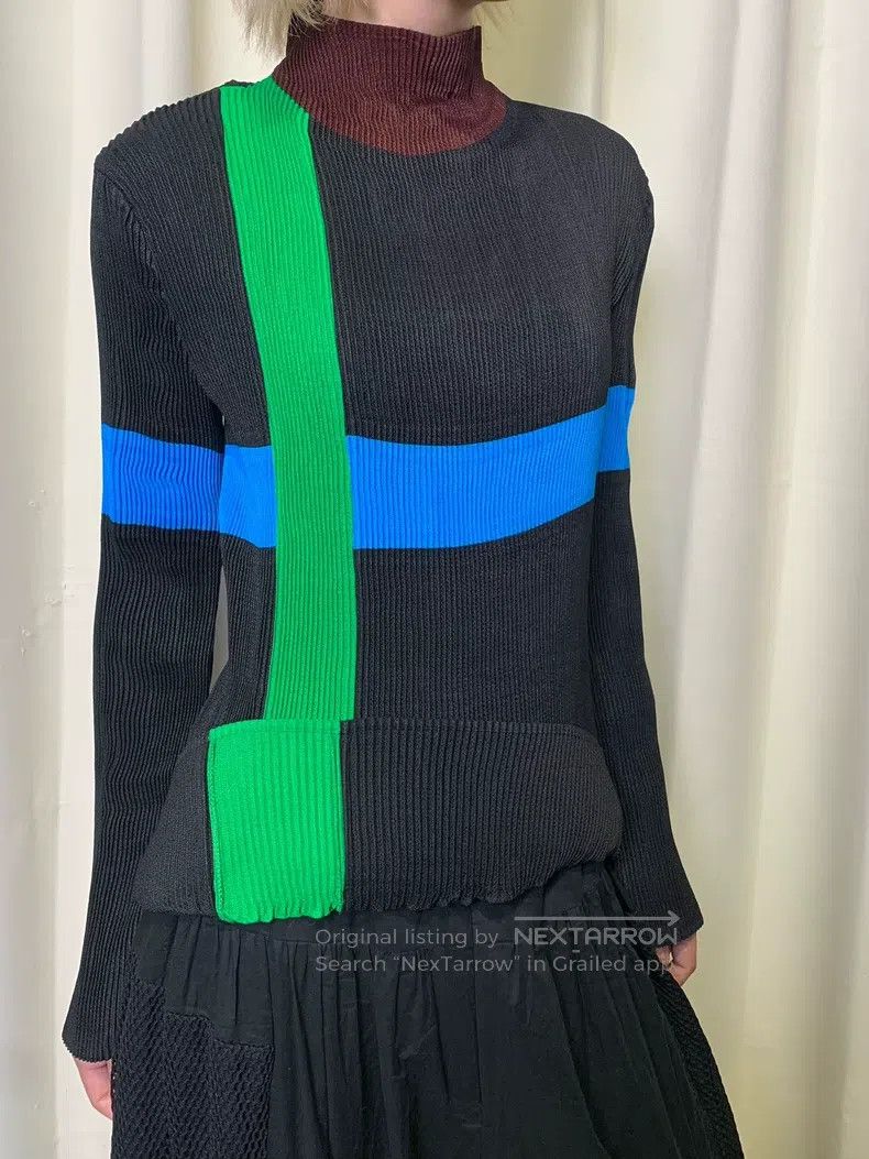 Issey Miyake Issey Miyake Circus Color-Striped Ruched Stand-Collar Top Size M / US 6-8 / IT 42-44 - 5 Thumbnail