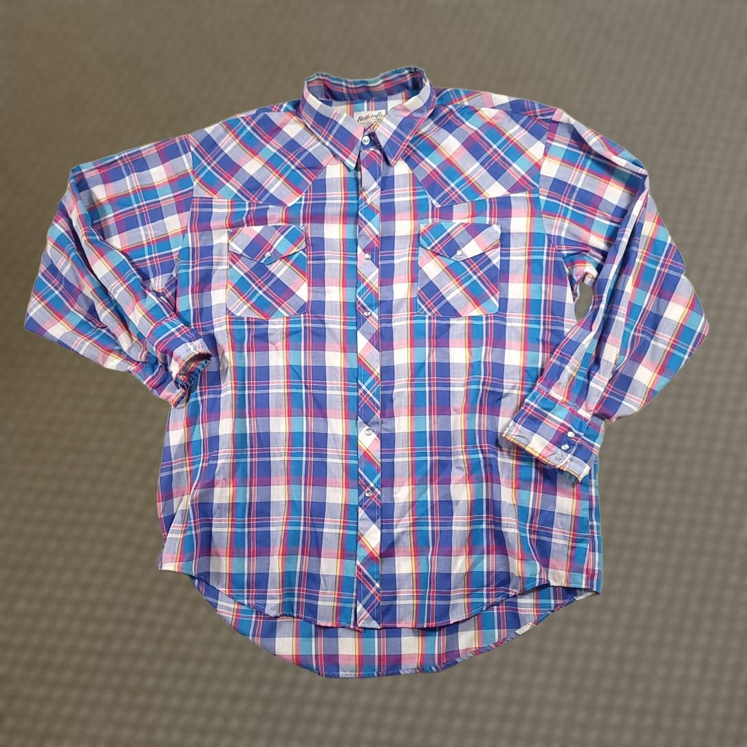 Vintage VINTAGE Bellcraft Western Rockabilly Shirt Mens 2XL Blue Pearl Snap Long Sleeve Plaid Size US XXL / EU 58 / 5 - 1 Thumbnail