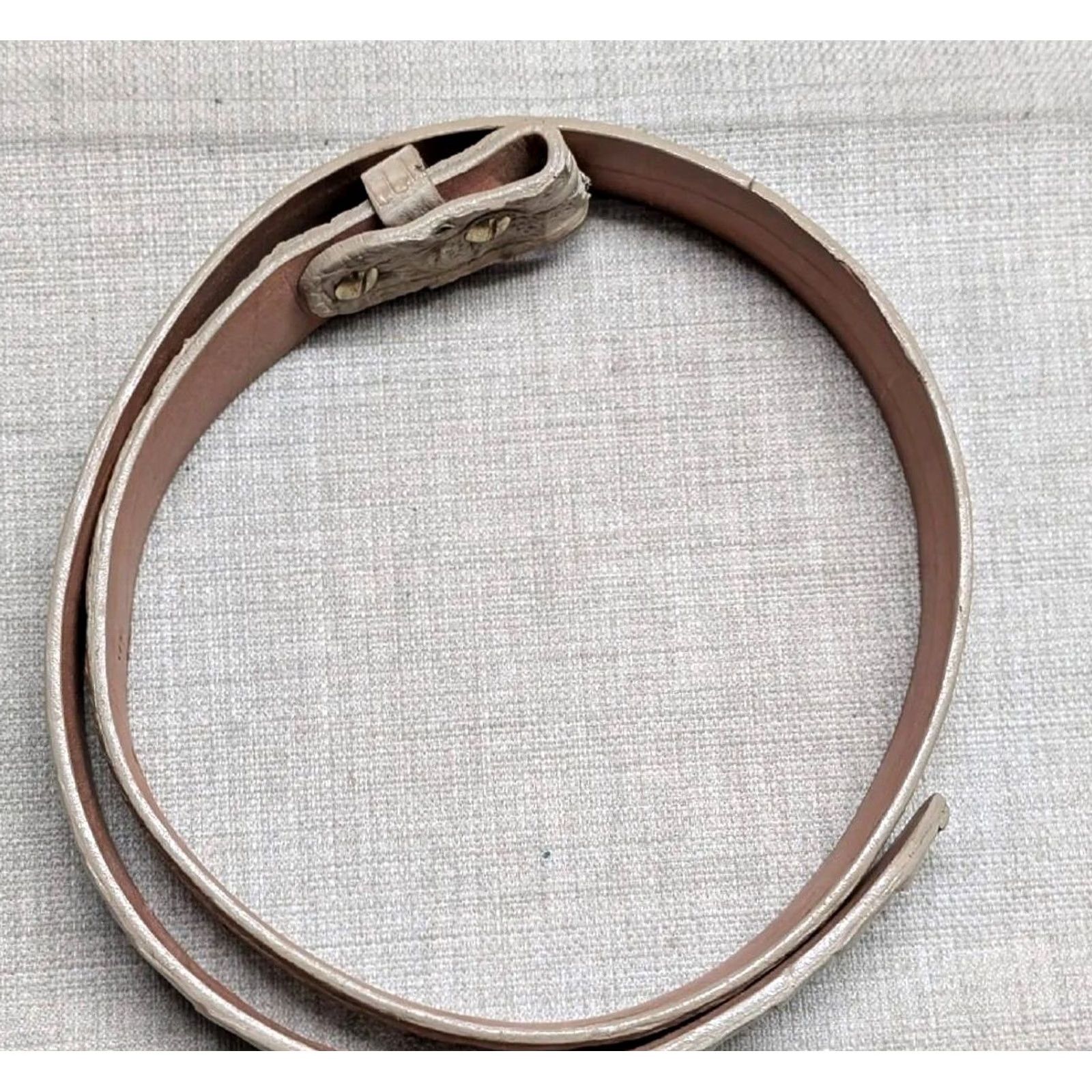 Vintage VINTAGE USA made GENUINE CROCODILE buckle belt 34 leather lined WESTERN cowboy Off-White Mens Size 34 - 4 Thumbnail